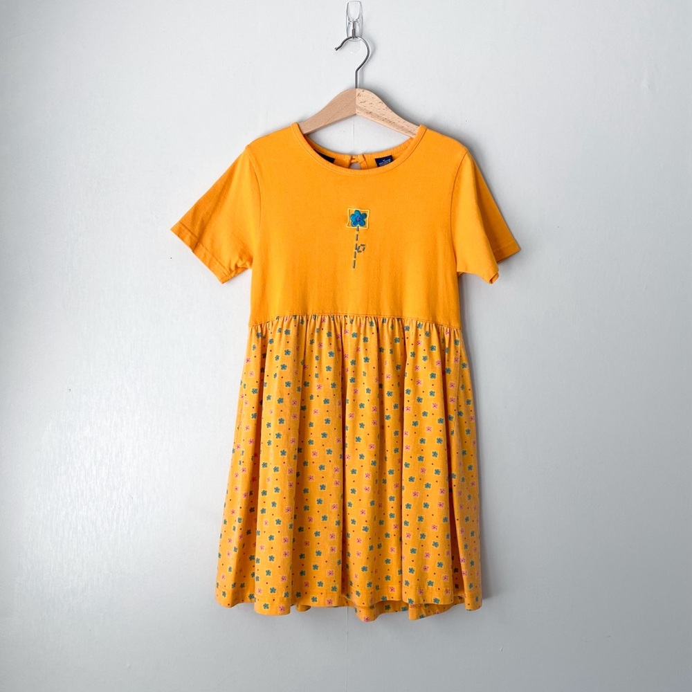 Vintage 90's Floral Print Short Sleeve Cotton Dress Medium